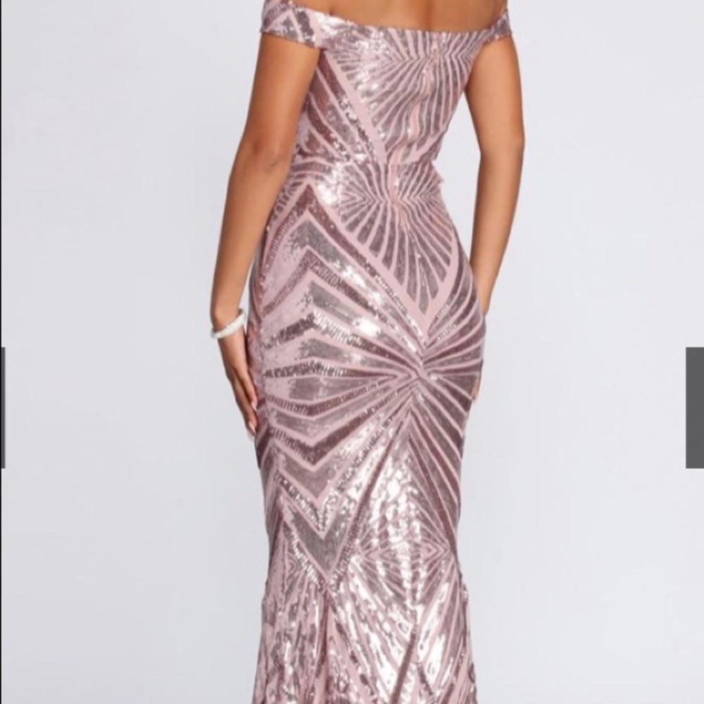 SOLD LILTH OFF SHOULDER SEQUIN EVENING GOWN - Picture 2 of 4